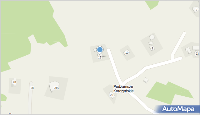 Korczyna, Podzamcze, 12, mapa Korczyna