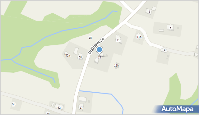 Korczyna, Podzamcze, 13, mapa Korczyna