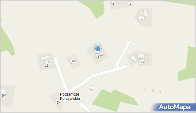 Korczyna, Podzamcze, 8, mapa Korczyna