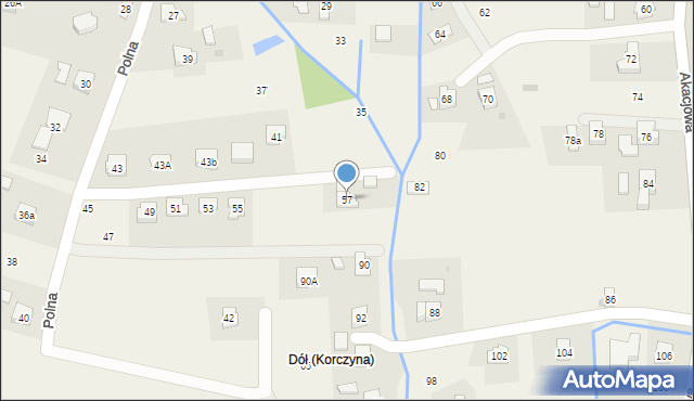 Korczyna, Polna, 57, mapa Korczyna