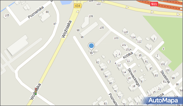 Kórnik, Poznańska, 94, mapa Kórnik