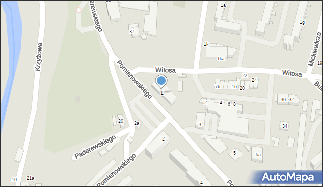 Koronowo, Pomianowskiego, 1, mapa Koronowo