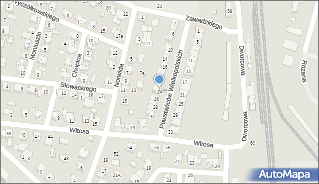 Koronowo, Powstańców Wielkopolskich, 24, mapa Koronowo