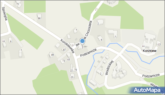 Korzkiew, Podzamcze, 1, mapa Korzkiew