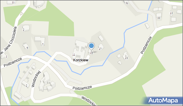 Korzkiew, Podzamcze, 13, mapa Korzkiew