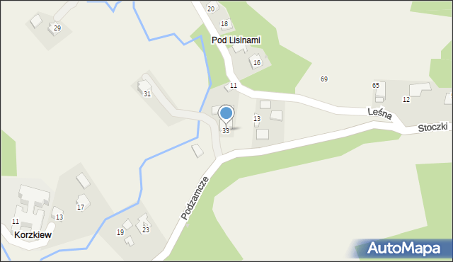 Korzkiew, Podzamcze, 33, mapa Korzkiew