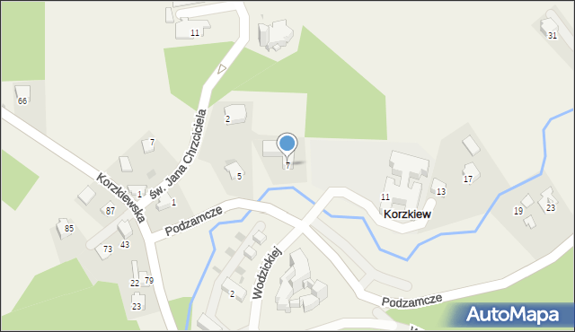 Korzkiew, Podzamcze, 7, mapa Korzkiew