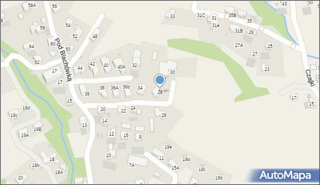 Kościelisko, Pod Blachówką, 28, mapa Kościelisko