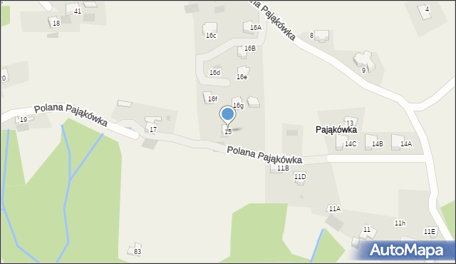 Kościelisko, Polana Pająkówka, 15, mapa Kościelisko