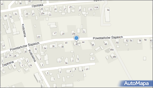 Kosorowice, Powstańców Śląskich, 42, mapa Kosorowice