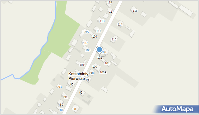 Kostomłoty Pierwsze, Podmiejska, 102, mapa Kostomłoty Pierwsze