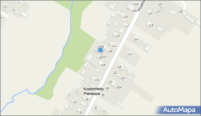 Kostomłoty Pierwsze, Podmiejska, 107, mapa Kostomłoty Pierwsze