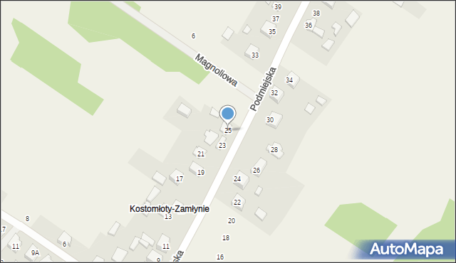 Kostomłoty Pierwsze, Podmiejska, 25, mapa Kostomłoty Pierwsze