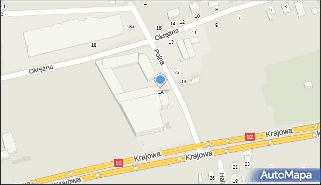 Kostrzyn, Polna, 1A, mapa Kostrzyn