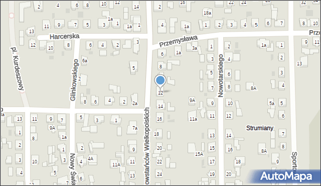 Kostrzyn, Powstańców Wielkopolskich, 12, mapa Kostrzyn