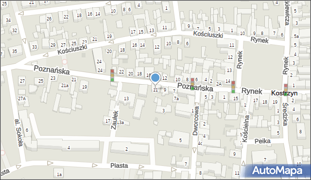 Kostrzyn, Poznańska, 11, mapa Kostrzyn