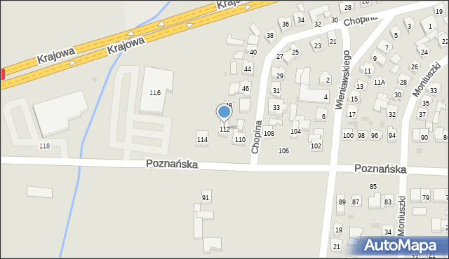 Kostrzyn, Poznańska, 112, mapa Kostrzyn