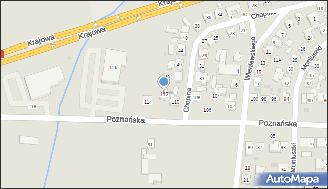 Kostrzyn, Poznańska, 112, mapa Kostrzyn