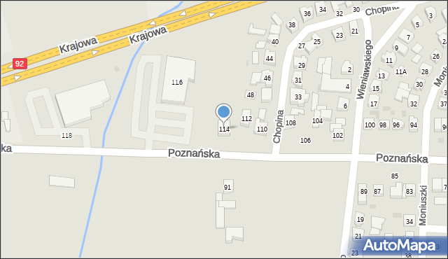 Kostrzyn, Poznańska, 114, mapa Kostrzyn