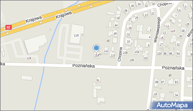 Kostrzyn, Poznańska, 114, mapa Kostrzyn