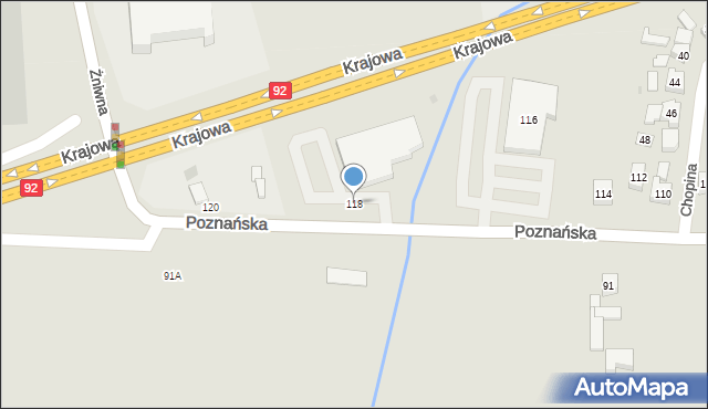 Kostrzyn, Poznańska, 118, mapa Kostrzyn