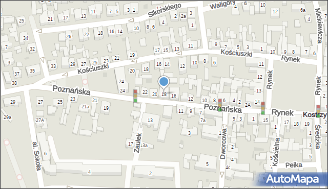 Kostrzyn, Poznańska, 18, mapa Kostrzyn