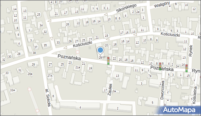 Kostrzyn, Poznańska, 24, mapa Kostrzyn