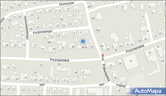 Kostrzyn, Poznańska, 54, mapa Kostrzyn