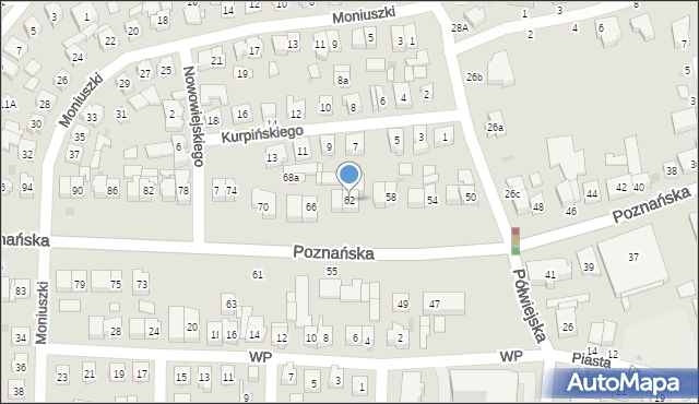 Kostrzyn, Poznańska, 62, mapa Kostrzyn