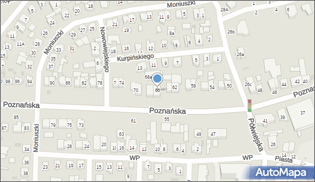 Kostrzyn, Poznańska, 66, mapa Kostrzyn