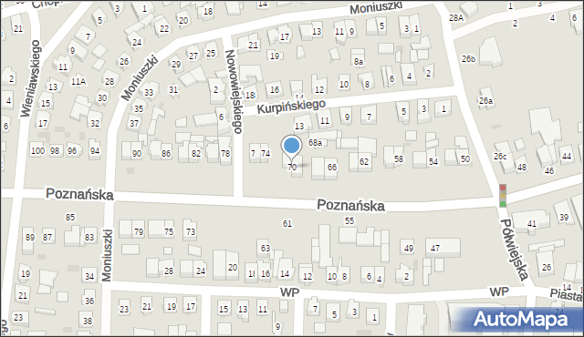 Kostrzyn, Poznańska, 70, mapa Kostrzyn