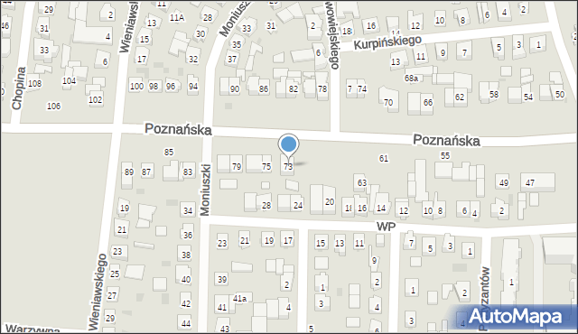 Kostrzyn, Poznańska, 73, mapa Kostrzyn