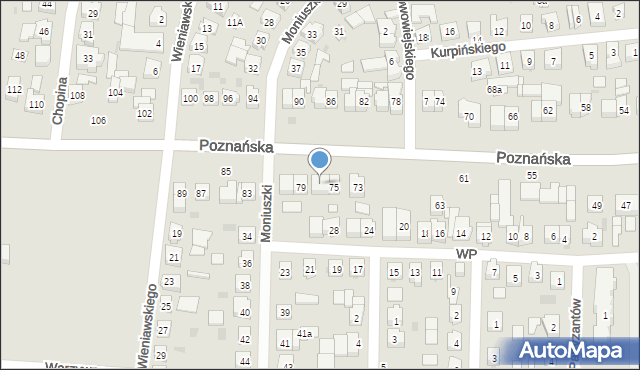 Kostrzyn, Poznańska, 77, mapa Kostrzyn