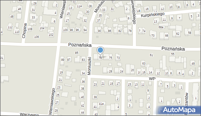 Kostrzyn, Poznańska, 79, mapa Kostrzyn