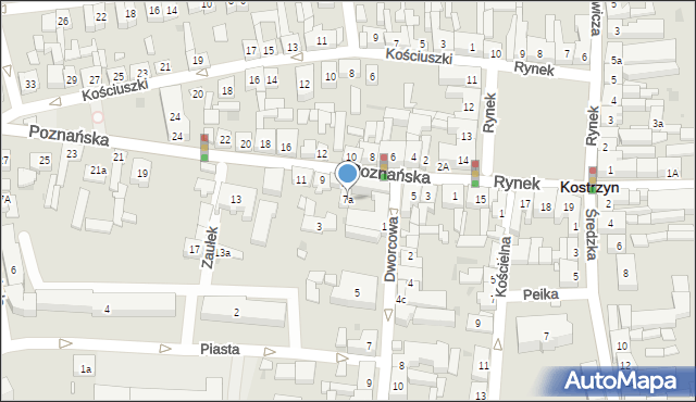 Kostrzyn, Poznańska, 7a, mapa Kostrzyn