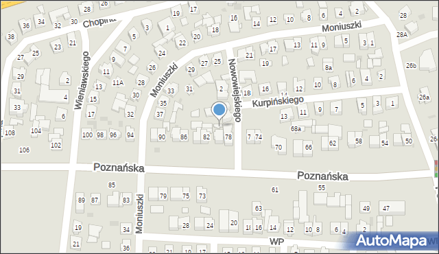 Kostrzyn, Poznańska, 80a, mapa Kostrzyn