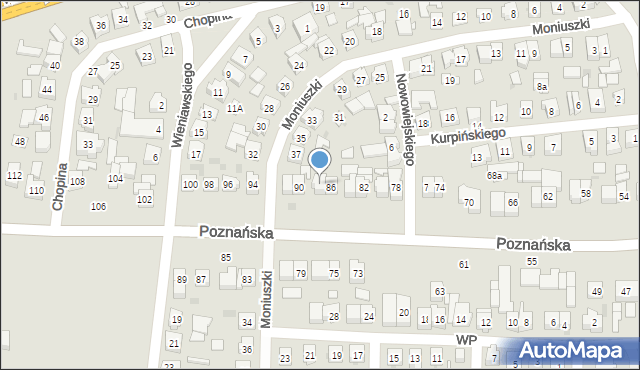 Kostrzyn, Poznańska, 88, mapa Kostrzyn