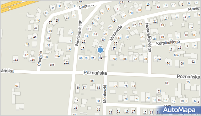 Kostrzyn, Poznańska, 94, mapa Kostrzyn