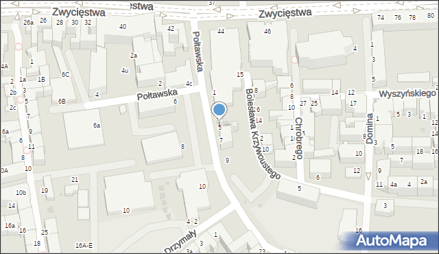 Koszalin, Połtawska, 5, mapa Koszalina