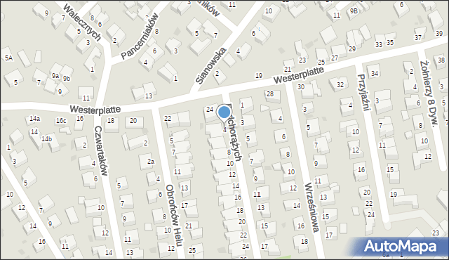 Koszalin, Podchorążych, 4, mapa Koszalina