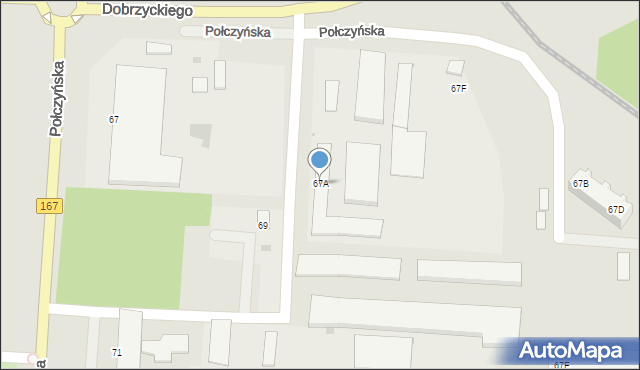 Koszalin, Połczyńska, 67A, mapa Koszalina