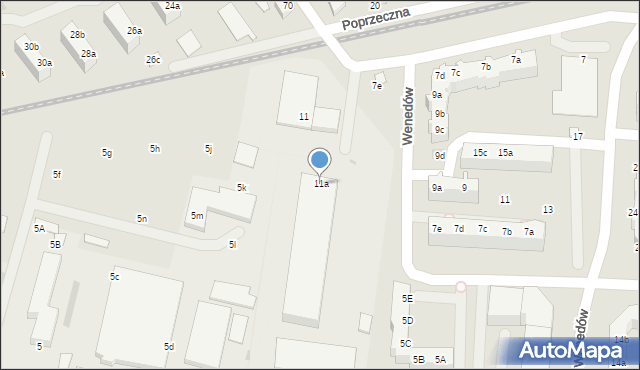 Koszalin, Poprzeczna, 11a, mapa Koszalina