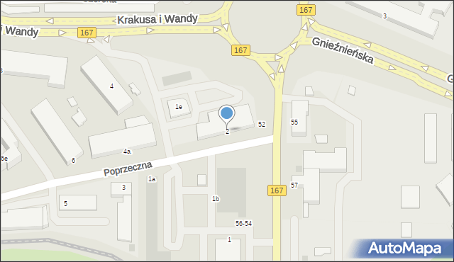 Koszalin, Poprzeczna, 2, mapa Koszalina