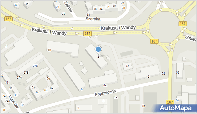 Koszalin, Poprzeczna, 4, mapa Koszalina