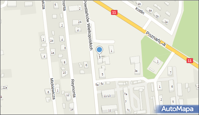 Kotlin, Powstańców Wielkopolskich, 3, mapa Kotlin