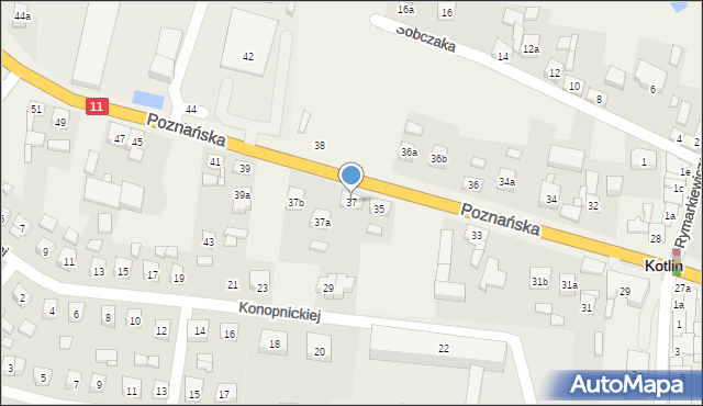 Kotlin, Poznańska, 37, mapa Kotlin
