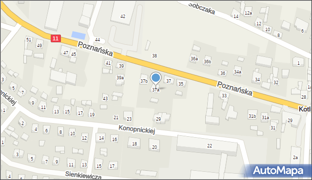 Kotlin, Poznańska, 37a, mapa Kotlin