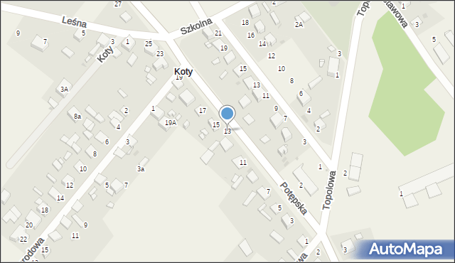 Koty, Potępska, 13, mapa Koty