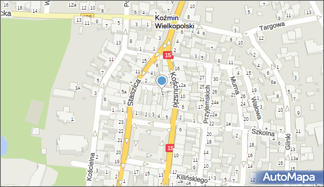 Koźmin Wielkopolski, Poprzeczna, 1, mapa Koźmin Wielkopolski