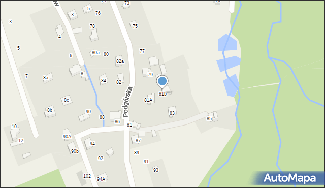 Kozy, Podgórska, 81b, mapa Kozy